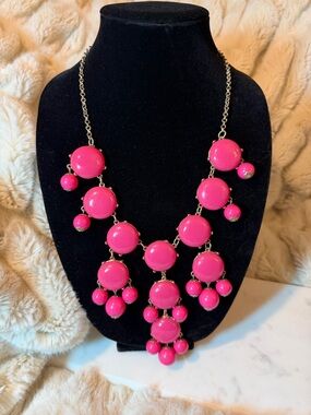 J. Crew Bright Pink Statement Bib Necklace